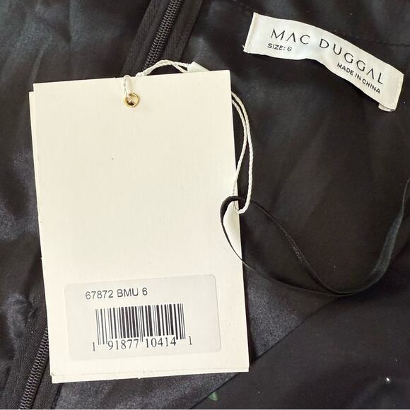 Mac Duggal Black Floral Print Chiffon Long Sleeve Maxi Dress 67872 Women’s Sz 6 - Picture 8 of 9